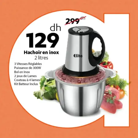 Hachoir en inox 2 litres ELITE