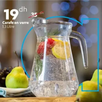 carafe en verre 1.3 litre
