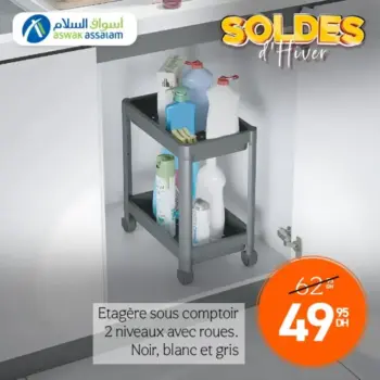 Etagère sous comptoir 2 niveaux avec roues