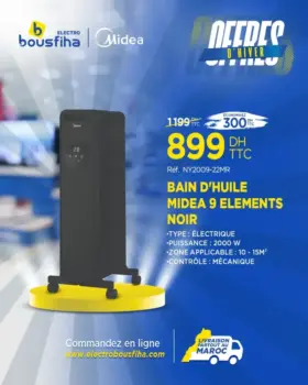 Bain d’huile 9 éléments noir MIDEA