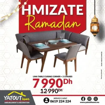 table cuisine corner + 2 chaises LINA