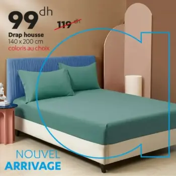 drap housse 140x200cm coloris au choix