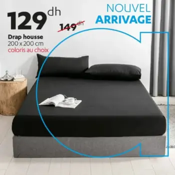 drap housse 200x200cm coloris au choix