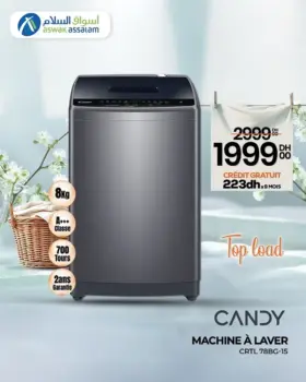 Lave linge 8Kg TOP LOAD CANDY