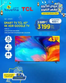 Smart TV TCL 43 pouces 4K Google TV HDR10