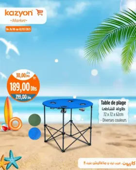 Table de plage diverses couleurs