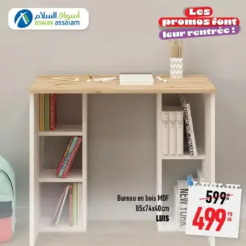 Offres rentrée scolaire chez Aswak Assalam Bureau en bois MDF LUIS