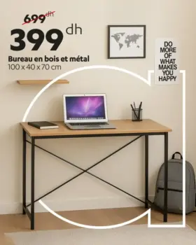 Bureau en bois et métal