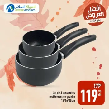 Lot de 3 casseroles revêtements en granite