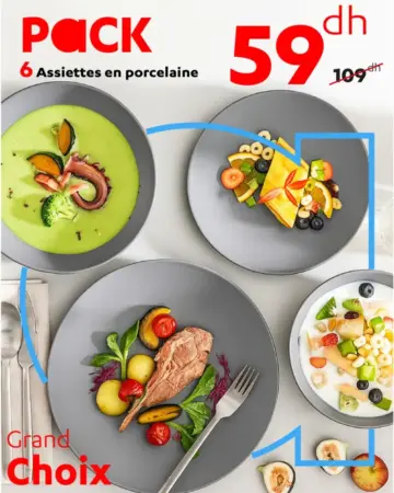 Pack de 6 assiettes en porcelaine large choix