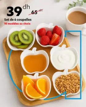 Set de 6 coupelles 10 modèles au choix