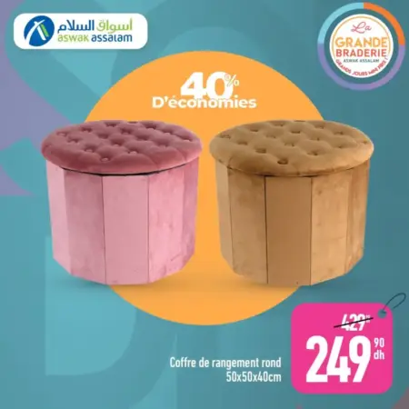 Coffre de rangement rond 50x50x40cm