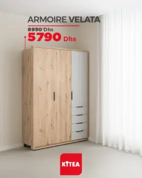Armoire VELATA 3portes + 4tiroirs chêne/gris