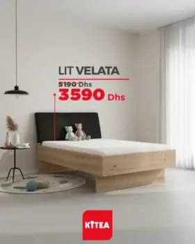 Lit VELATA 120x200cm avec sommier + tiroir chêne