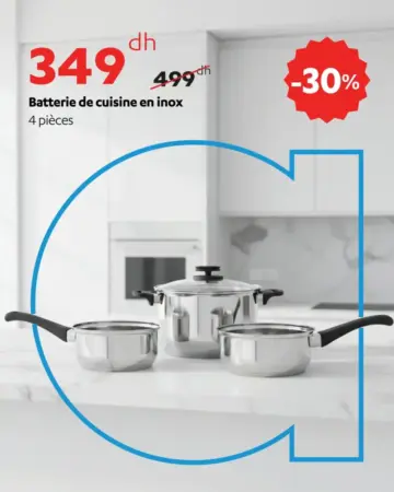 Batterie de cuisine en inox 4pièces