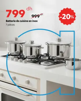 Batterie de cuisine en inox 7pièces