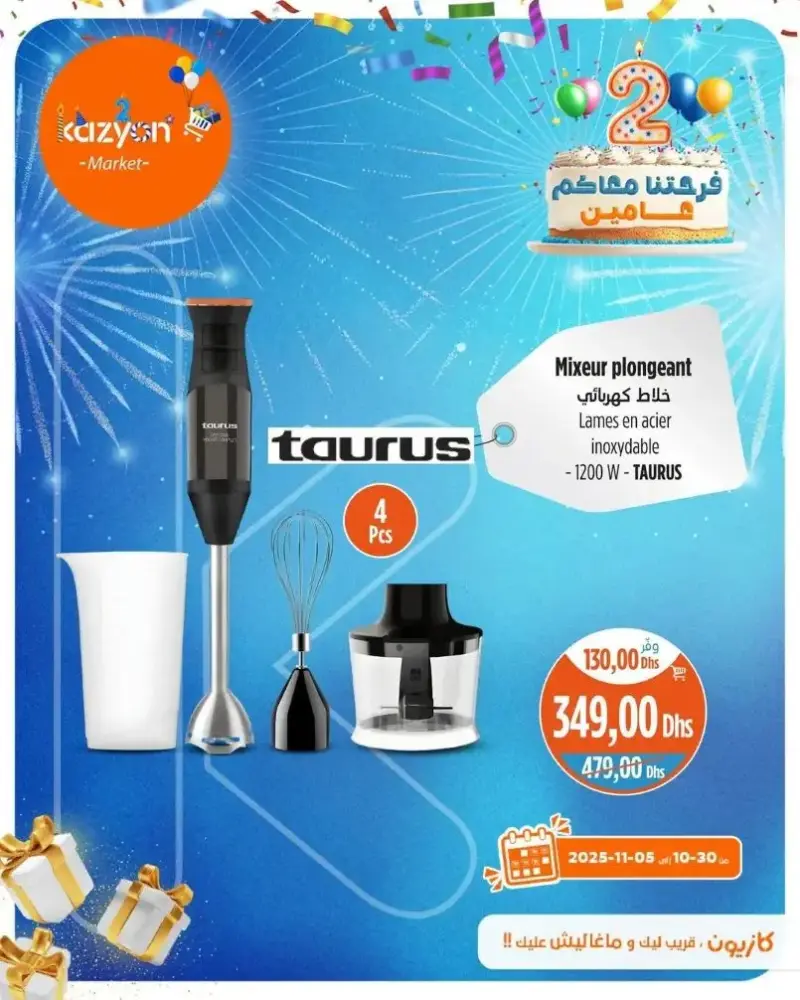 Mixeur plongeant inoxydable TAURUS