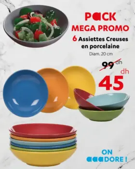 6 assiettes creuses en porcelaine 20cm