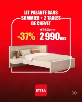 Lit sans sommier avec 2 tables de chevet