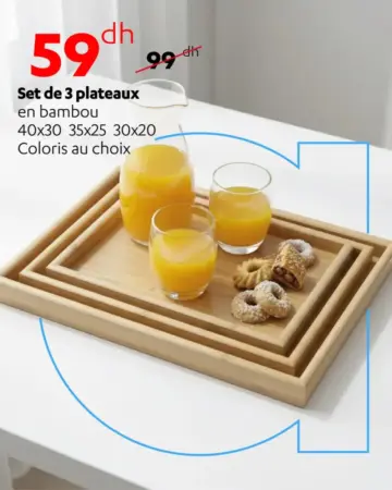 Set de 3 plateaux en bambou