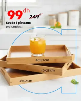 Offre spécial chez Alpha55 Set de 3 plateaux en bambou