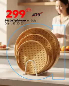 Set de 3 plateaux en bois