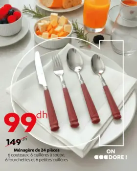 Ménagère 24 pièces manches grenat