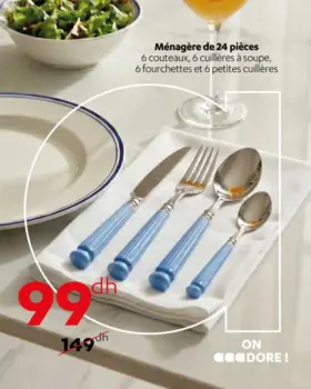 Ménagère 24 pièces manches bleu