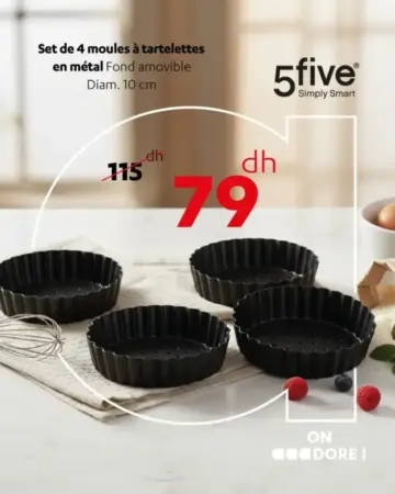 Set de 4 moules à tartelettes en métal 10cm 5FIVE Simply Smart