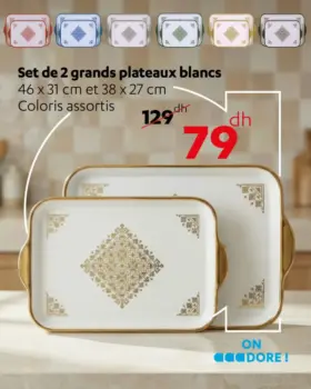 Set de 2 grands plateaux coloris assortis