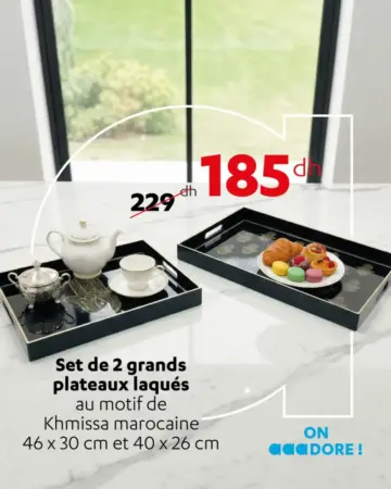 Apha55 Set de 2 grands plateaux laqués